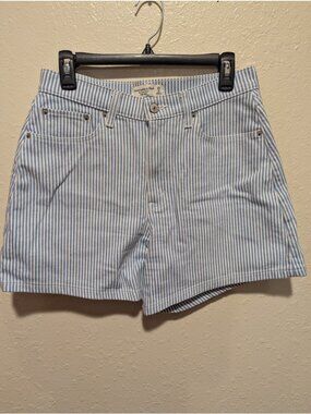 Abercrombie Finch Blue white striped high Rise the DAD short jean Womens 29/8